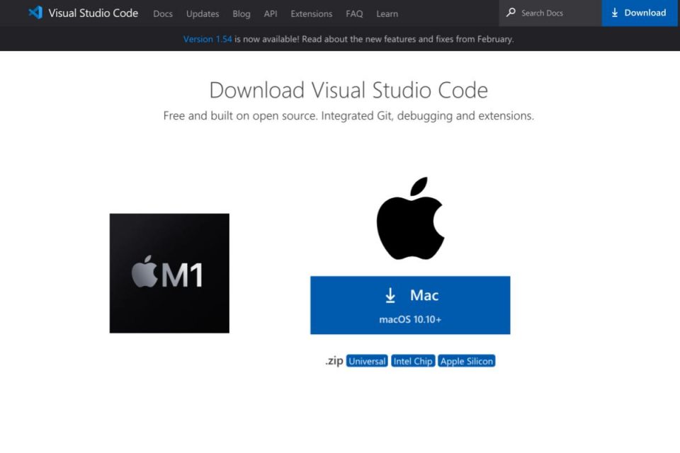 Visual Studio Code aggiornato con supporto ufficiale Apple M1